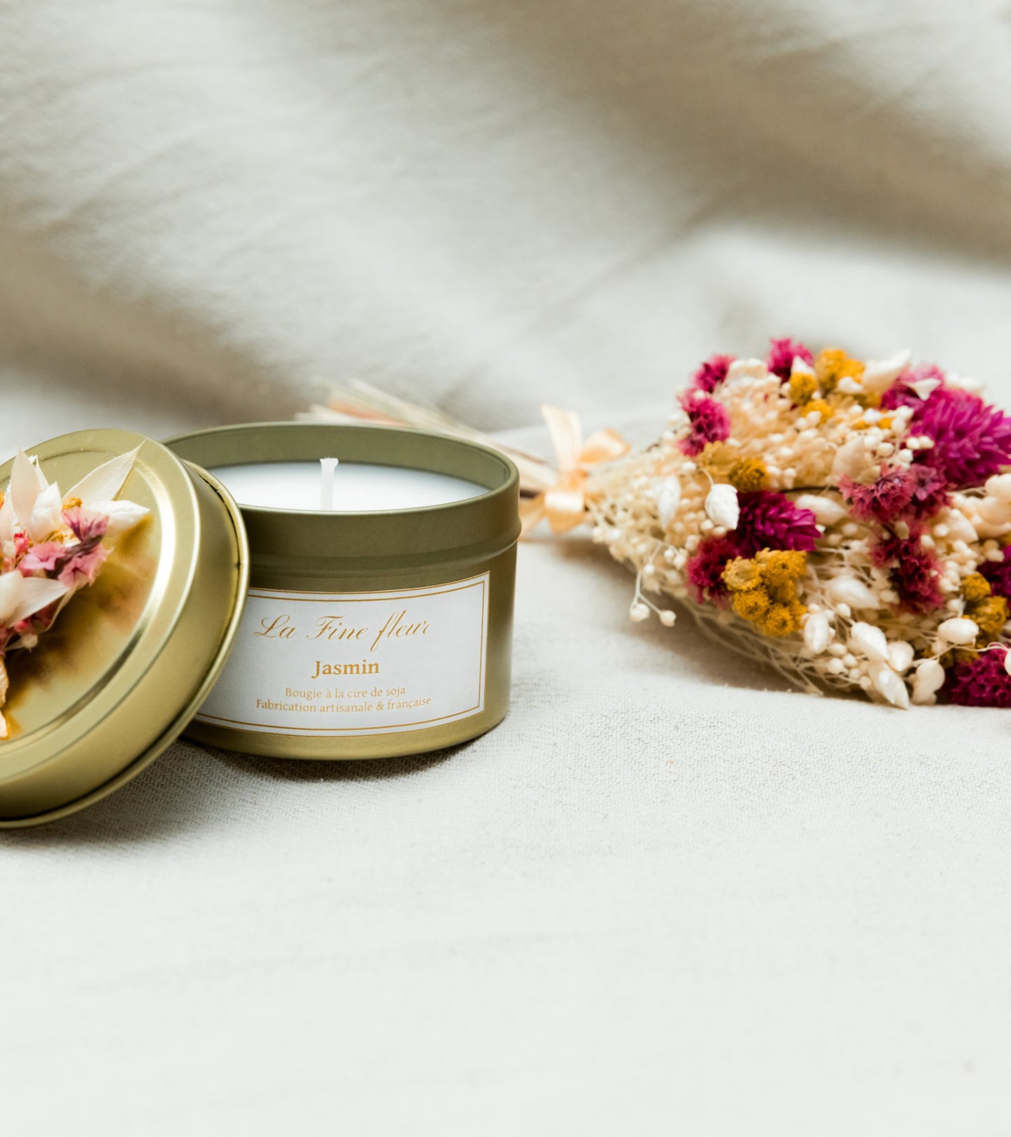 Bouquet et bougie jasmin