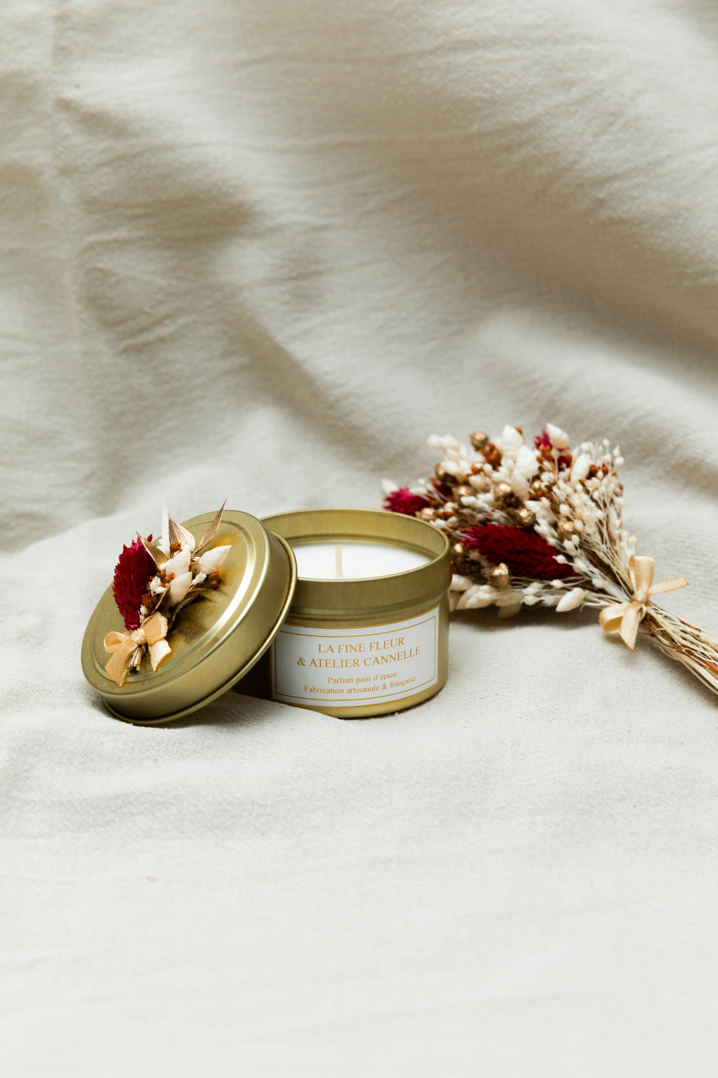 Bouquet et bougie pain d'épice